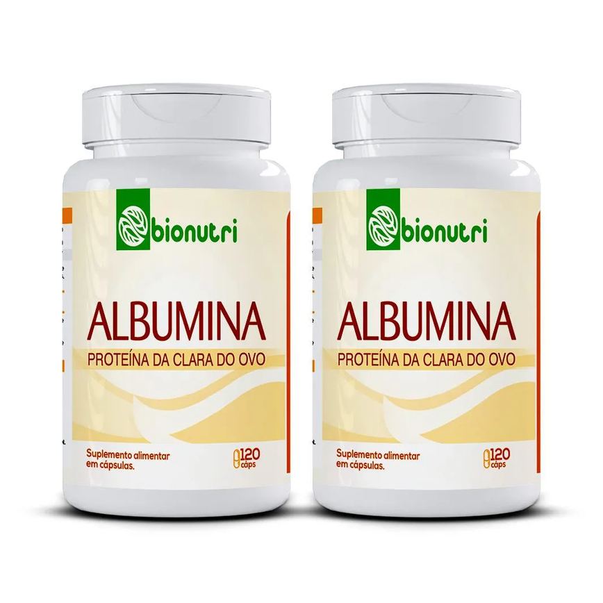 Kit 2x Albumina 100% Proteina Pura 500mg 120 cápsulas - Bionutri.