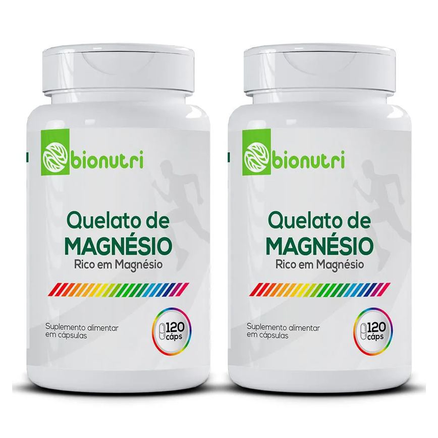 Kit 2X Magnésio Quelato 100% Puro Rico em Magnésio 120 Cápsulas Bionutri