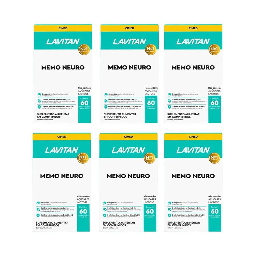 Kit 6 Lavitan Memo Neuro Memória - 60 Caps - Cimed