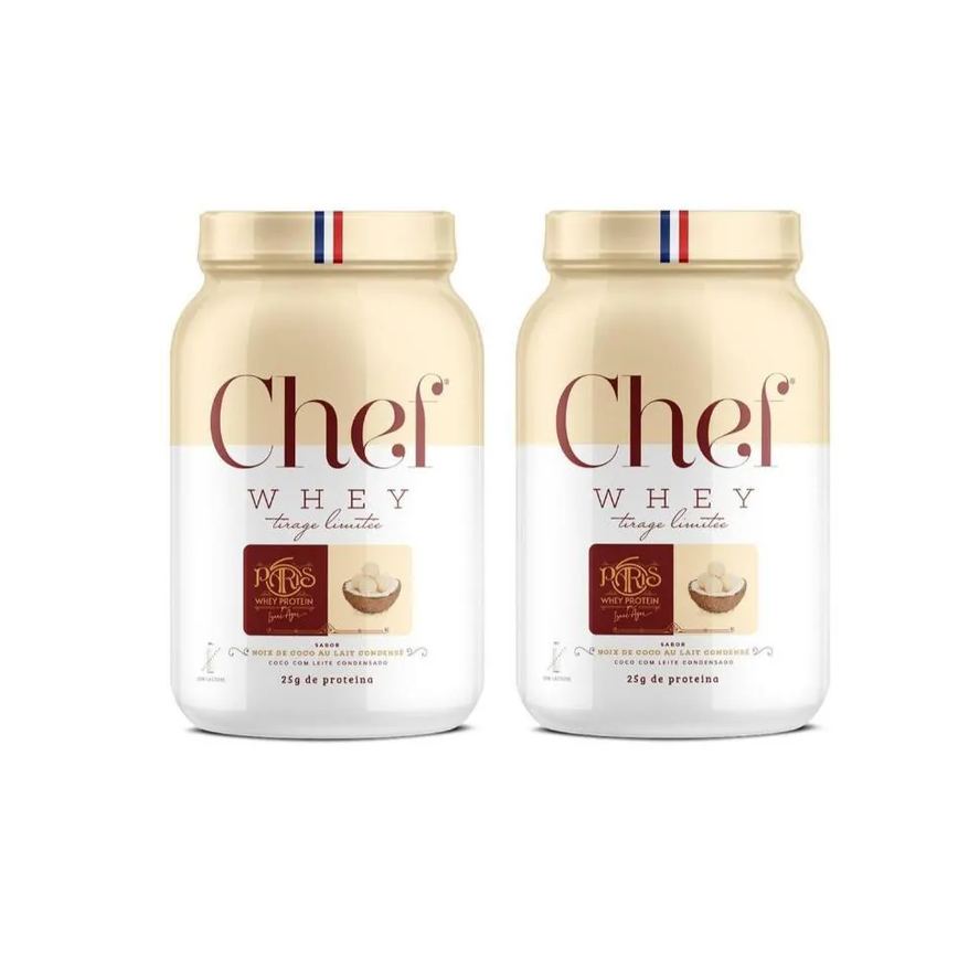 Combo 2 Chef Whey Protein Concentrado Gourmet Paris 6 800G Coco com Leite Condensado - sem Lactose