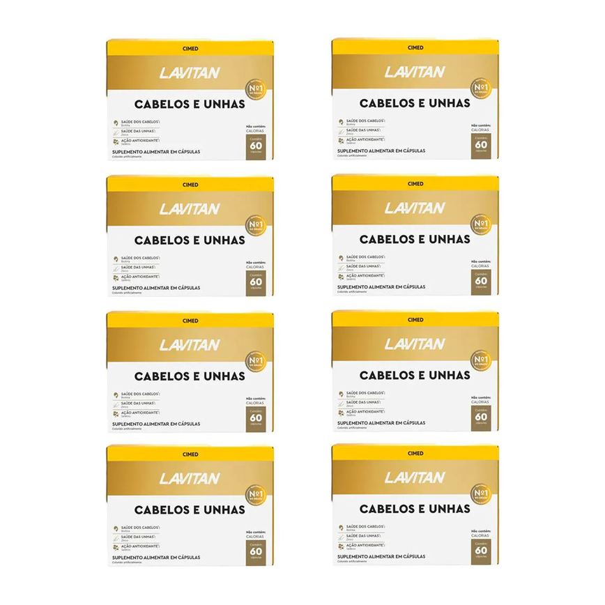 Kit 8 Lavitan Hair Cabelos e Unhas - 60 Caps - Cimed