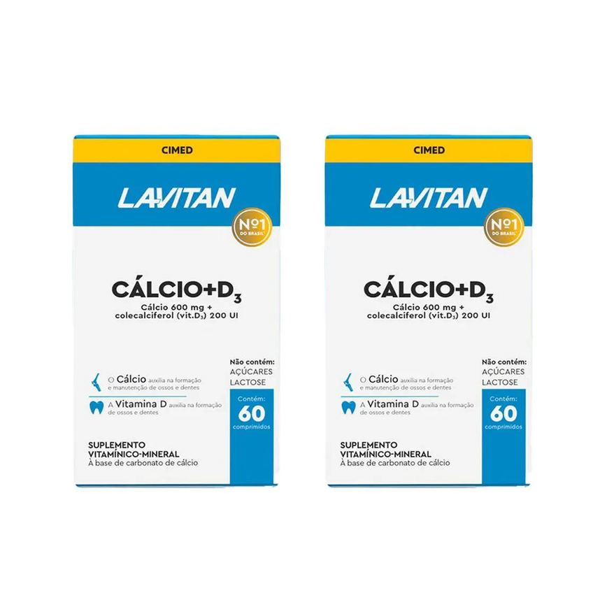 Kit 2 Lavitan Cálcio 600mg 200UI Vit D3 - 60 Comprimidos - Cimed