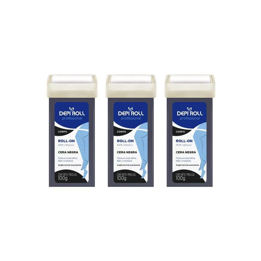 Depilatorio Depiroll Roll-On 100G Negra - Kit C/ 3Un