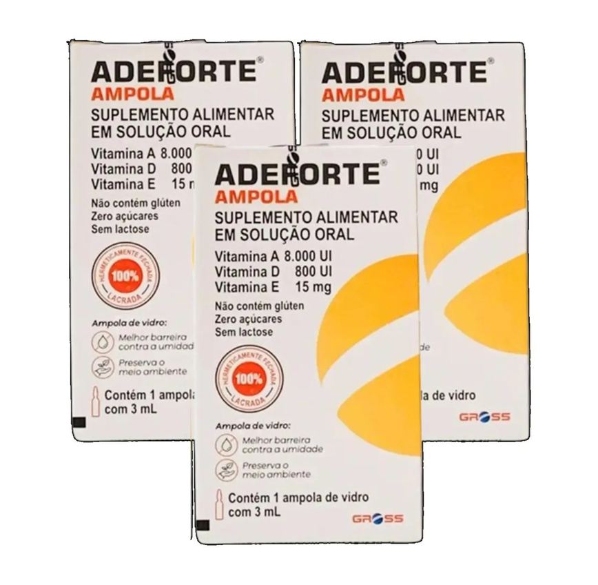Kit 3 Suplemento Polivitamínico Adeforte Ampola 3Ml