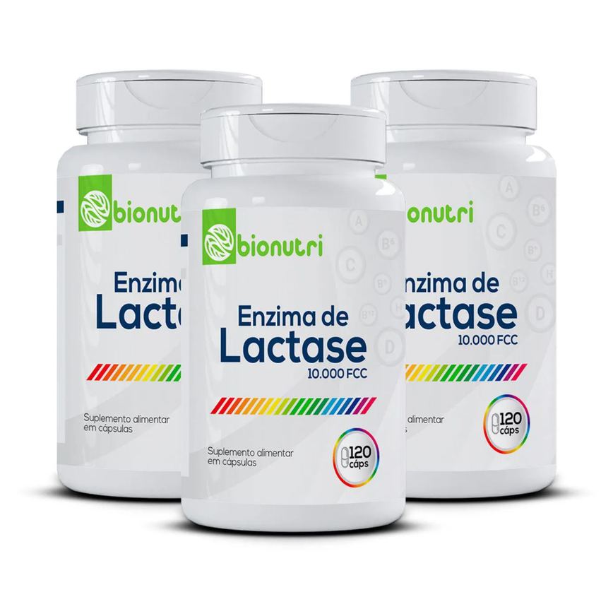 Kit 3x Suplemento Alimentar Enzima de Lactase 10.000fcc 120 cápsulas Bionutri