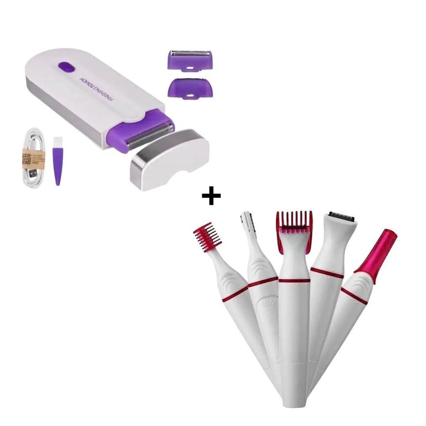 Kit Depilador Luz Yes Finishing + Depilador Elétrico 5 em 1 Remoção de Pelos Rápida e sem Dor