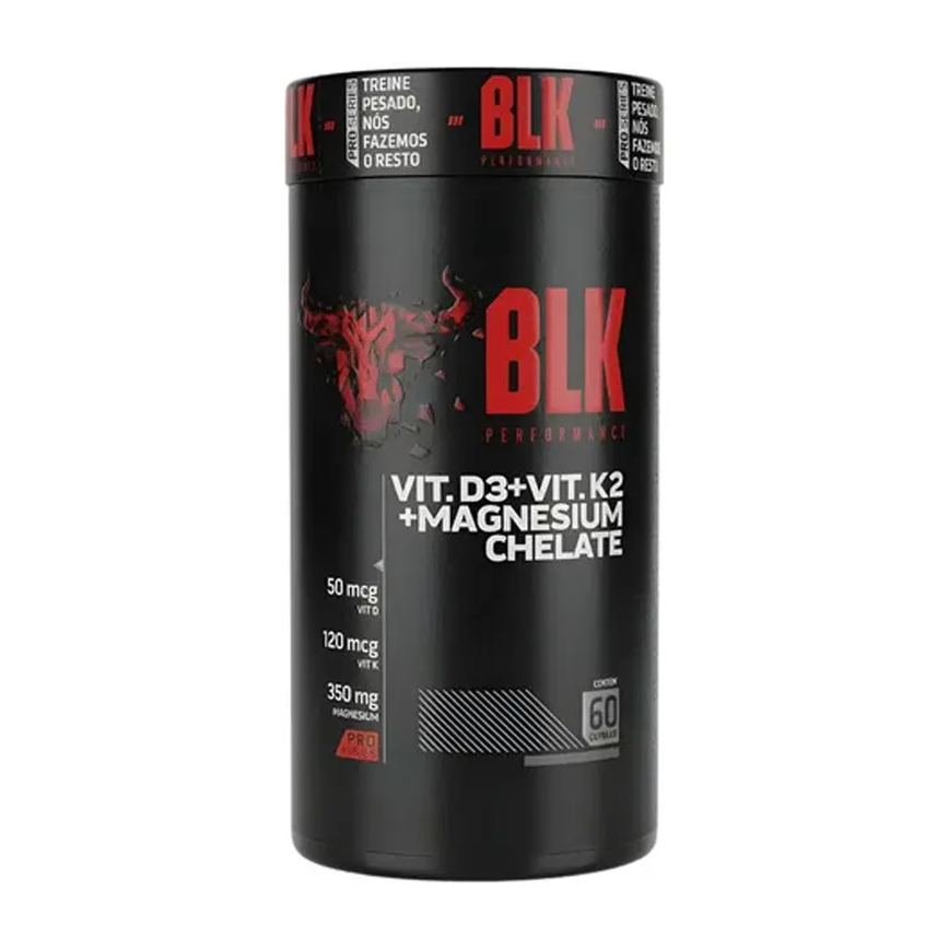 Vitamina D3 + Vitamina K2 + Magnesio Chelate - 60 Cápsulas - Blk Performance SEM Sabor