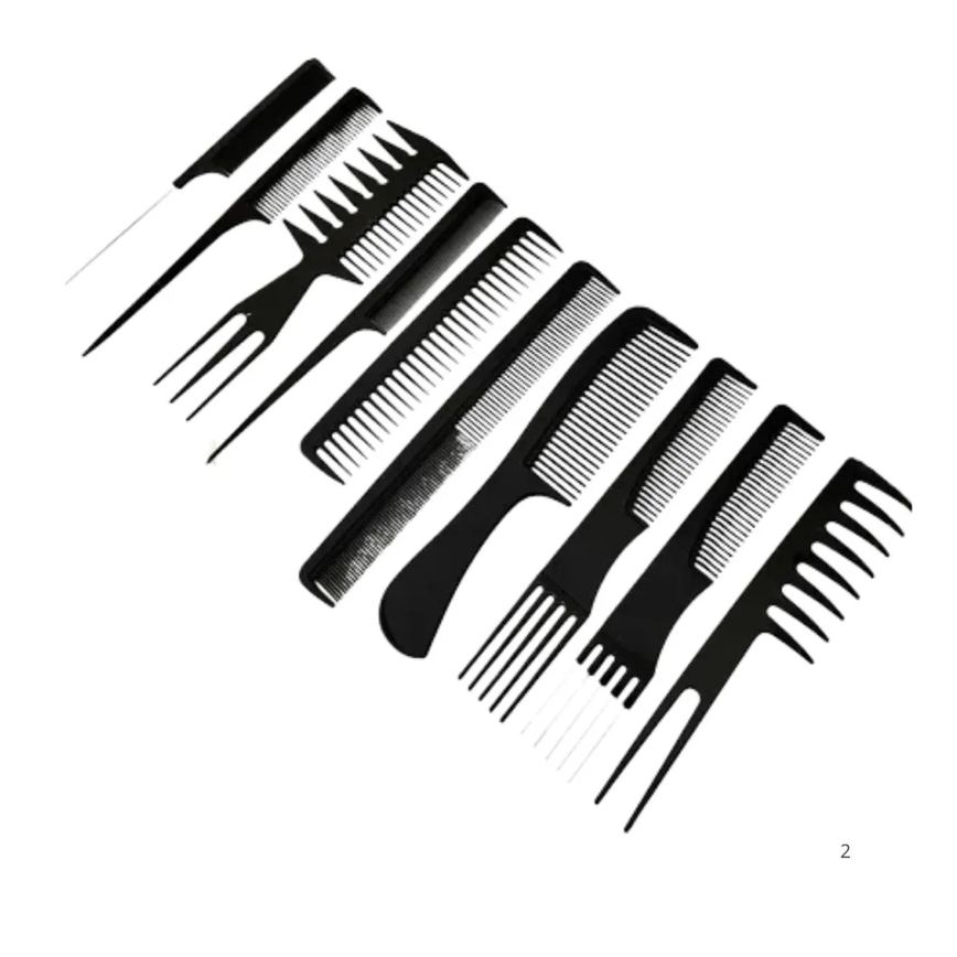 Kit 10 Pentes Profissional Cabeleireiro Pente Fino Garfo Salão Barbeiro para Corte