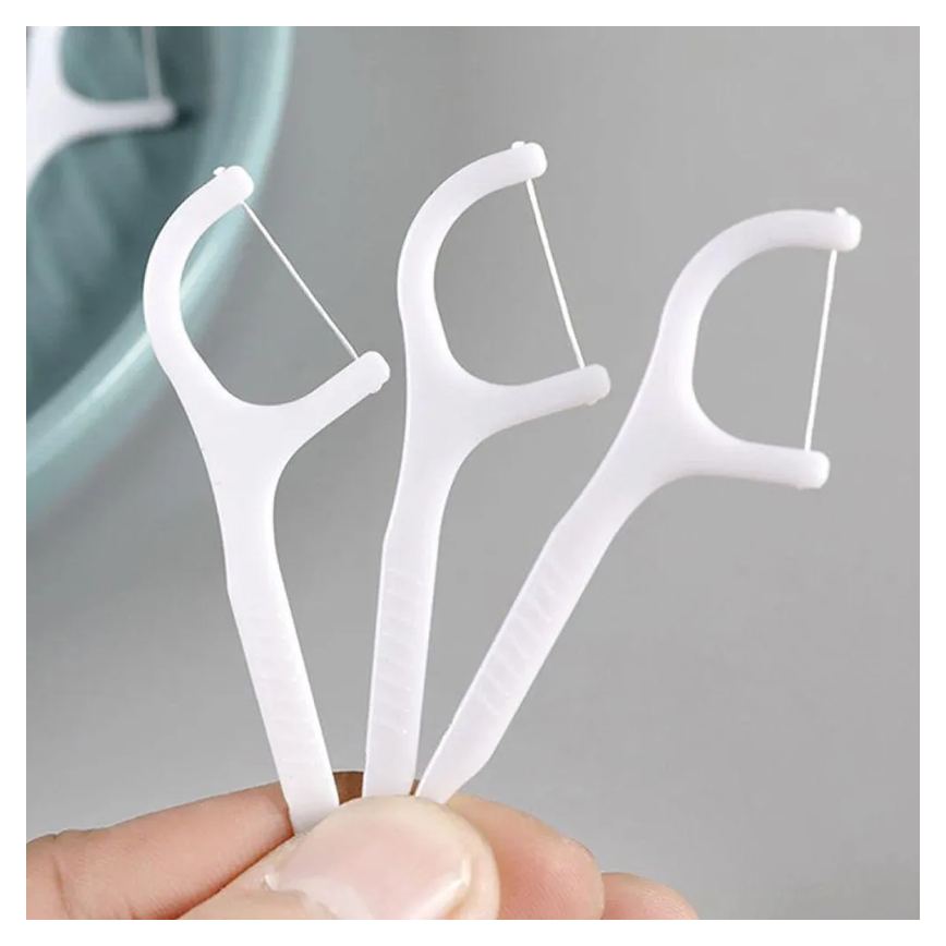 Kit 30 Fios Dentais com Cabo Hastes Dentais Flosser Portáteis para Higiene Bucal Completa