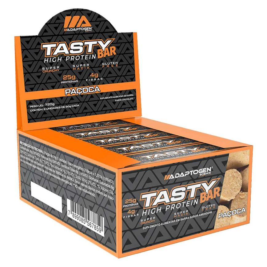 Tasty Bar Barra de Proteina 90G 8 Unidades Adaptogen Paçoca