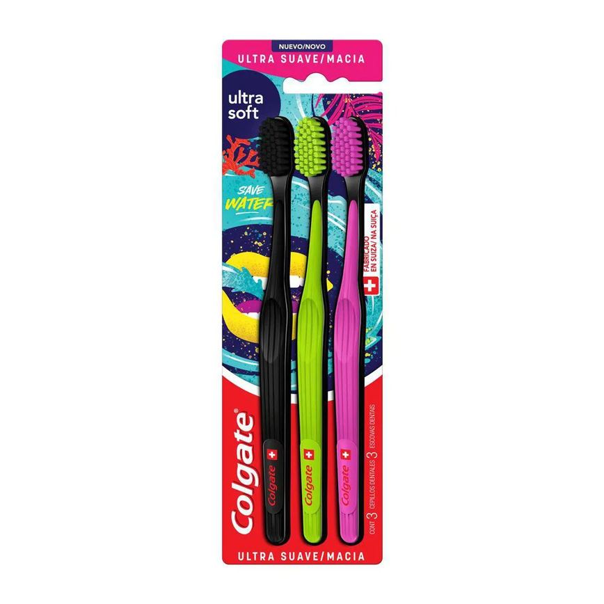 Escova de Dente Colgate Ultra Soft Ultra Macia com 3 unidades