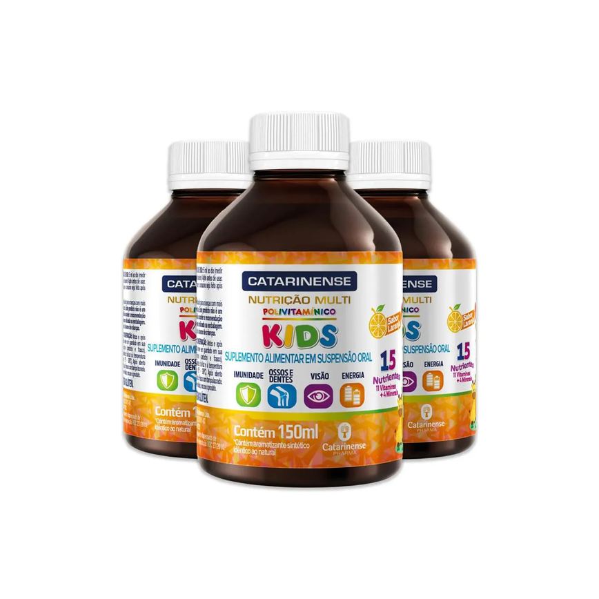 Kit 3 Polivitamínico Kids Catarinense Laranja 150Ml