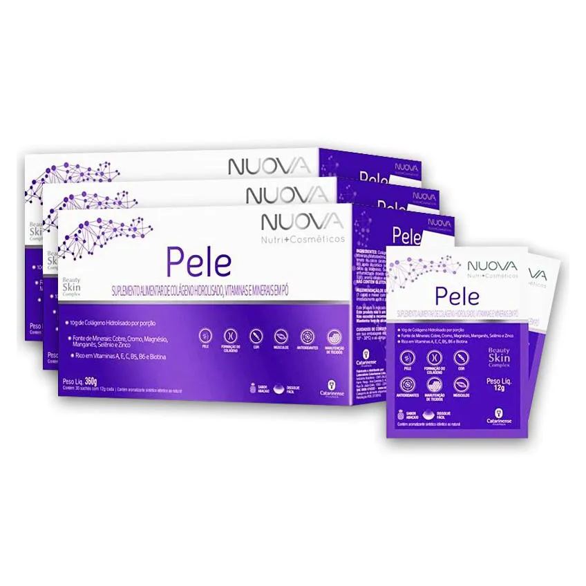 Kit 3 Nuova Pele Colágeno Hidrolisado Catarinense Abacaxi