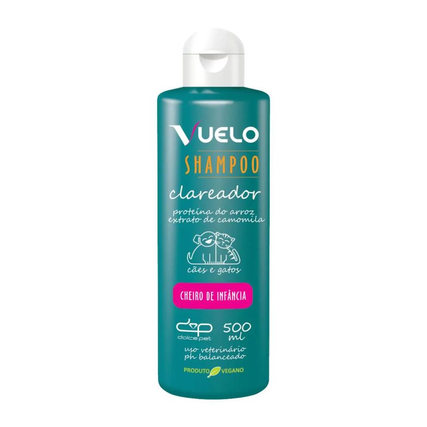 Shampoo Clareador Cheiro de Infância Vuelo Dolce Pet Cães e Gatos - 500 Ml