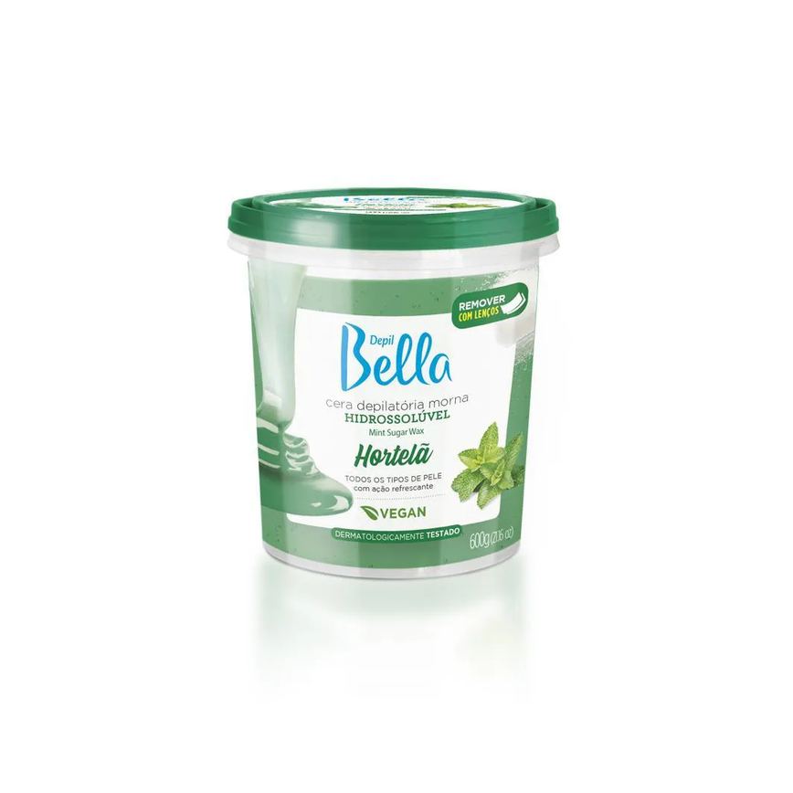 Depil Bella Cera Depilatória Morna Hidrossolúvel Hortelã 600G