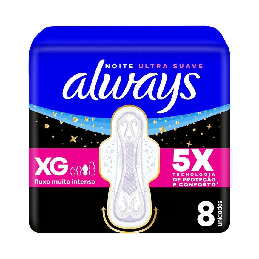 Absorvente Always Noite Ultra Suave com Abas 8 Unidades