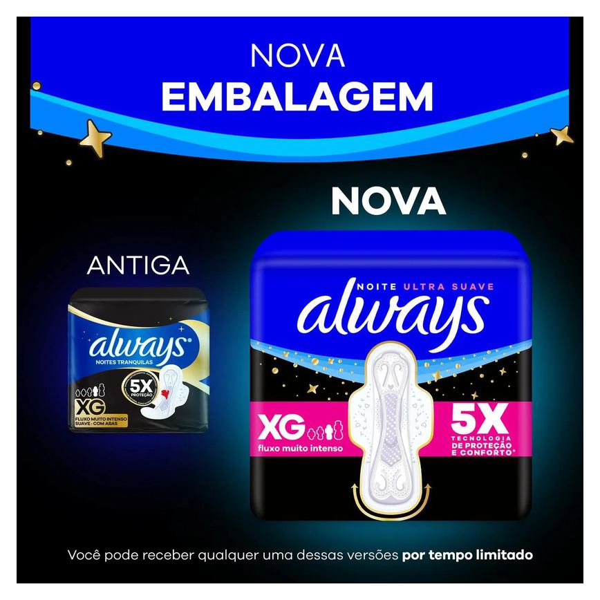 Absorvente Always Noite Ultra Suave com Abas 8 Unidades
