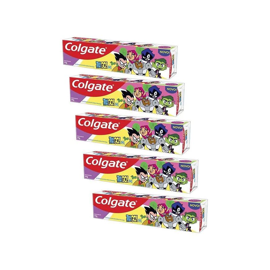 Kit 5 Cremes Dentais Kids Colgate Teen Titans Go 60G