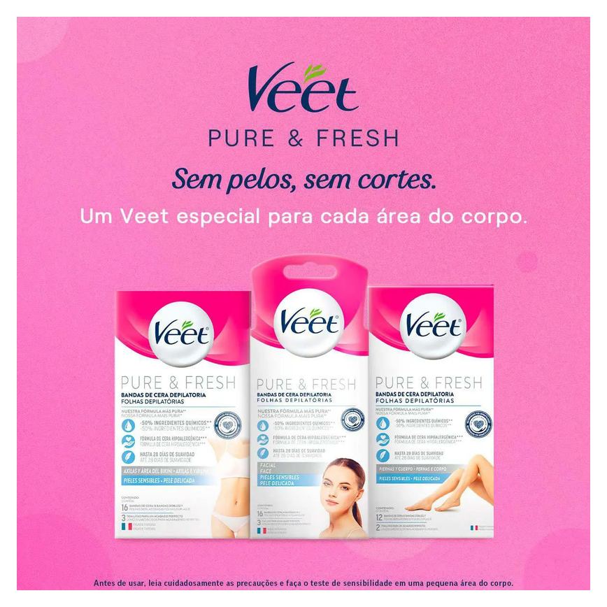 Folha Depilatória Facial Veet Pure & Fresh 12 unidades