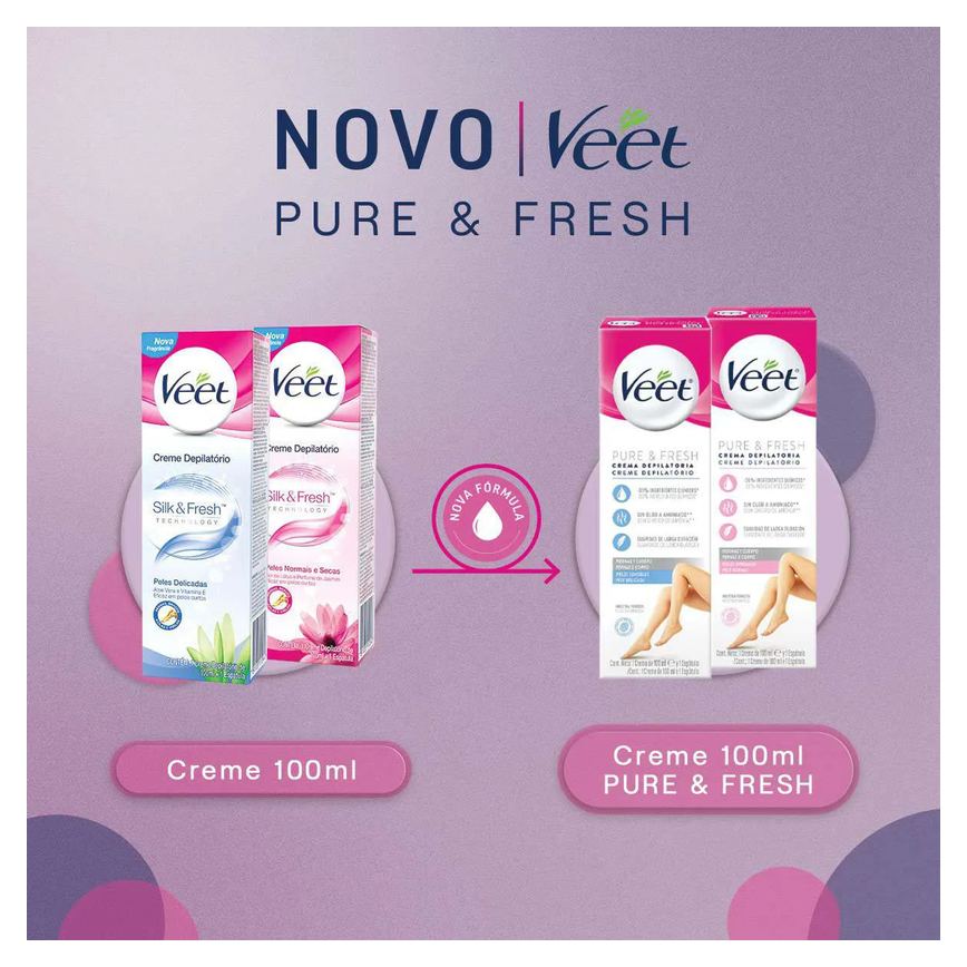 Creme Depilatório Veet Pure & Fresh Pele Normal 100ml