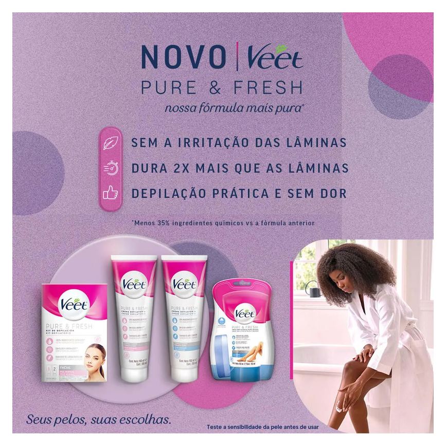 Creme Depilatório Veet Pure & Fresh Pele Normal 100ml