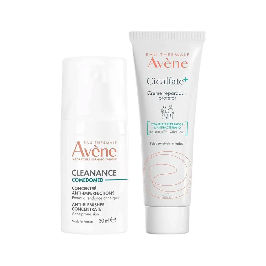 Kit Avène Sérum Corretor Facial Antiacne Cleanance Comedomed 30ml + Creme Reparador Cicalfate+ 20ml