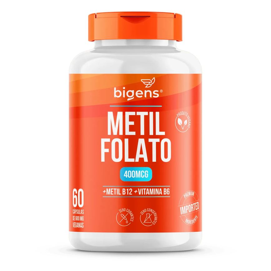 Metil Folato 400mcg (Metilfolato Ativo) Vitamina B9 – 60 Cápsulas Bigens