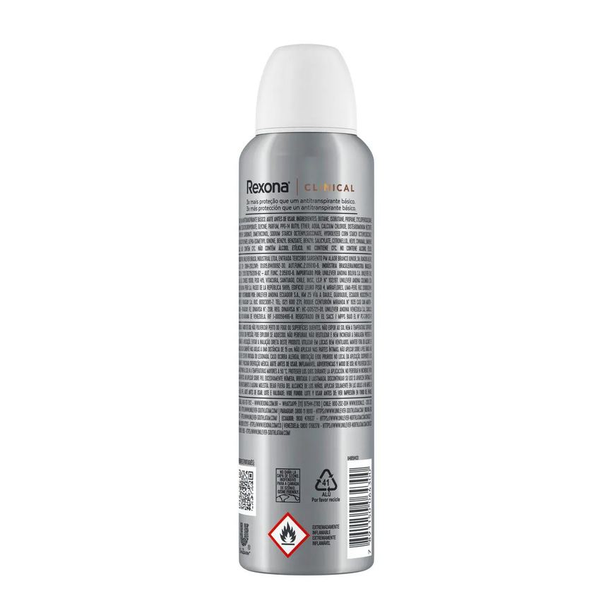 Desodorante Antitranspirante Aerosol Rexona Clinical Extra Dry Feminino 96h 150ml