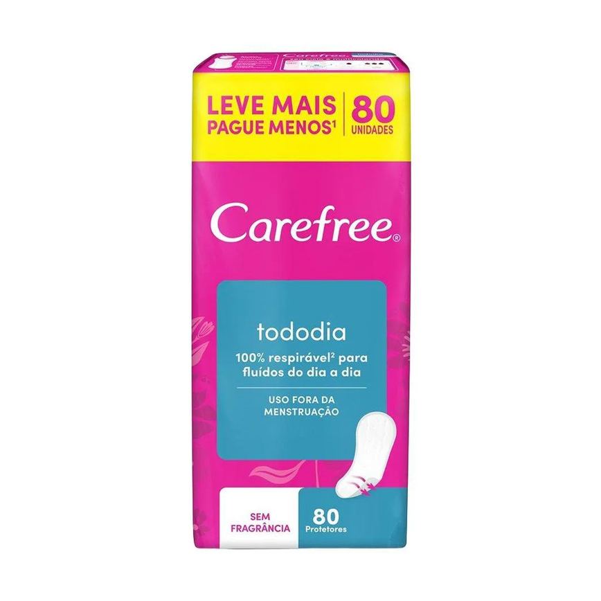 Absorvente Carefree Todo Dia sem Perfume - Embalagem com 80 Unidades