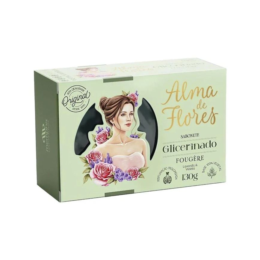 Sabonete Alma de Flores Glicerinado Fougere 130G - Embalagem com 12 Unidades