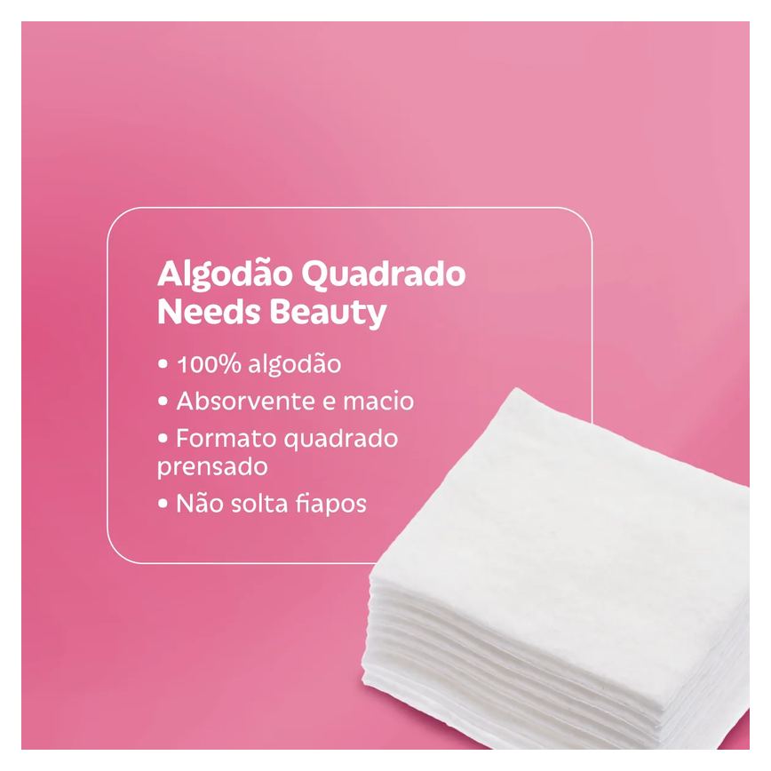 Algodão Quadrado Needs Beauty 100 Unidades