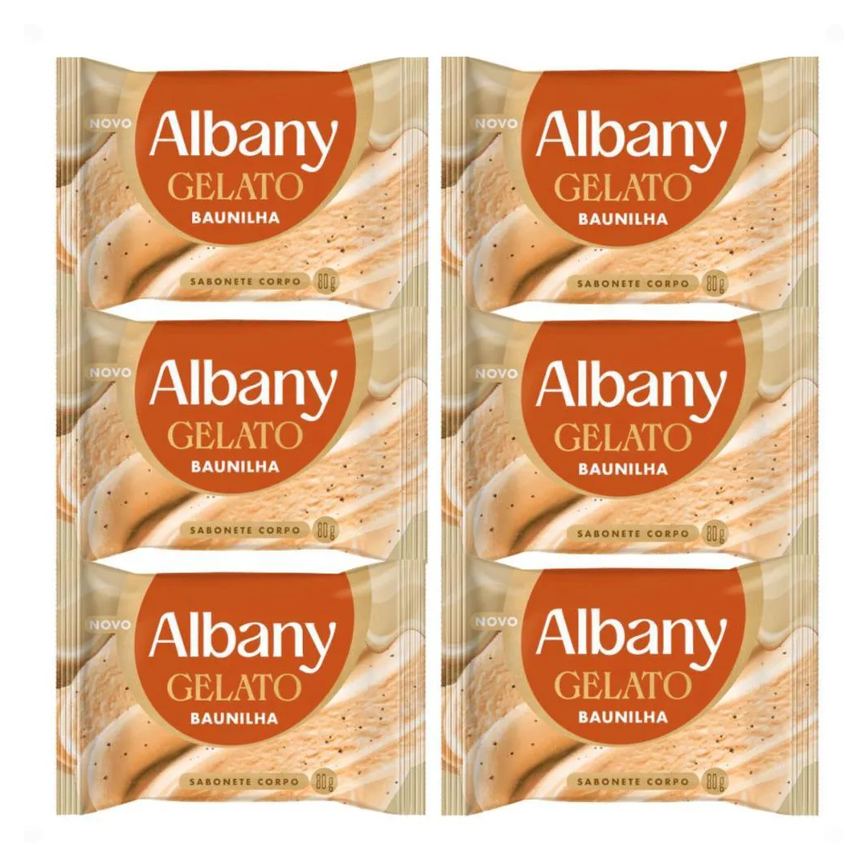 Kit Albany Sabonete Corporal em Barra Gelato Baunilha 80G com 6