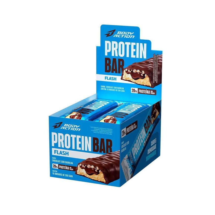 Protein Bar Flash - 10 Unidades 35G Chocolate com Baunilha - Body Action