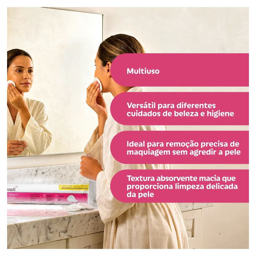 Algodão em Disco Needs Beauty 150 unidades