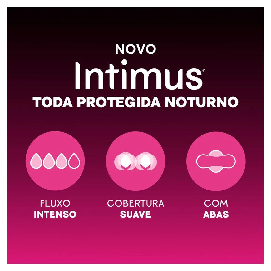 Absorvente Intimus Noturno Toda Protegida Com Abas Cobertura Suave 8 unidades