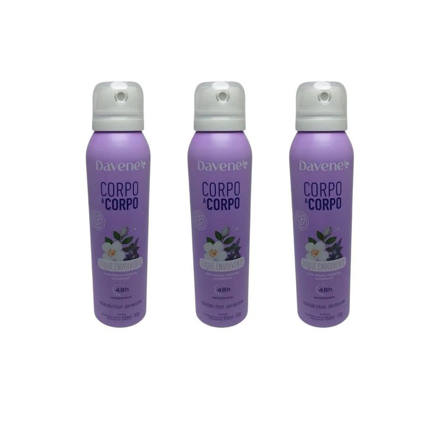 Desodorante Aero Davene Corpo a Corpo Env 150ml-kit C/3Un