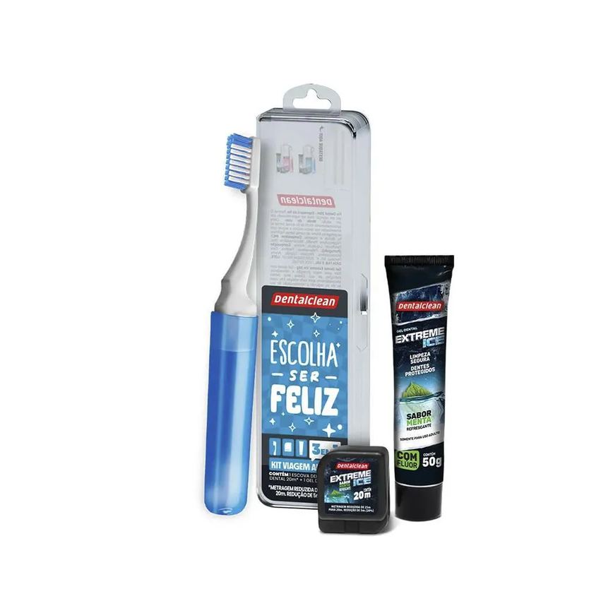 Dentalclean Kit Viagem Escova Dental + Fio Dental + Creme Dental