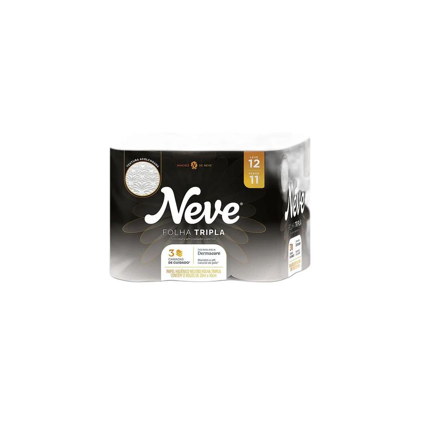 Papel Higiênico Neve Supreme Folha Tripla 12 rolos