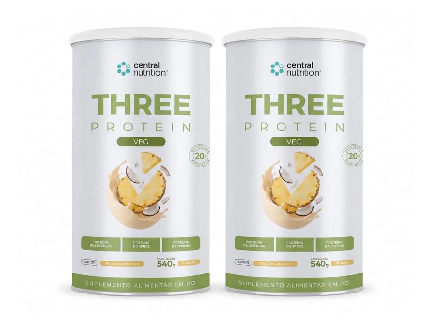 Kit 2x Suplemento Whey Protein Vegano Three Protein Vegan 540g - Central Nutrition Café