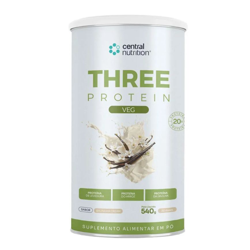 Suplemento Whey Protein Vegano Three Protein Vegan 540g - Central Nutrition Baunilha Cream