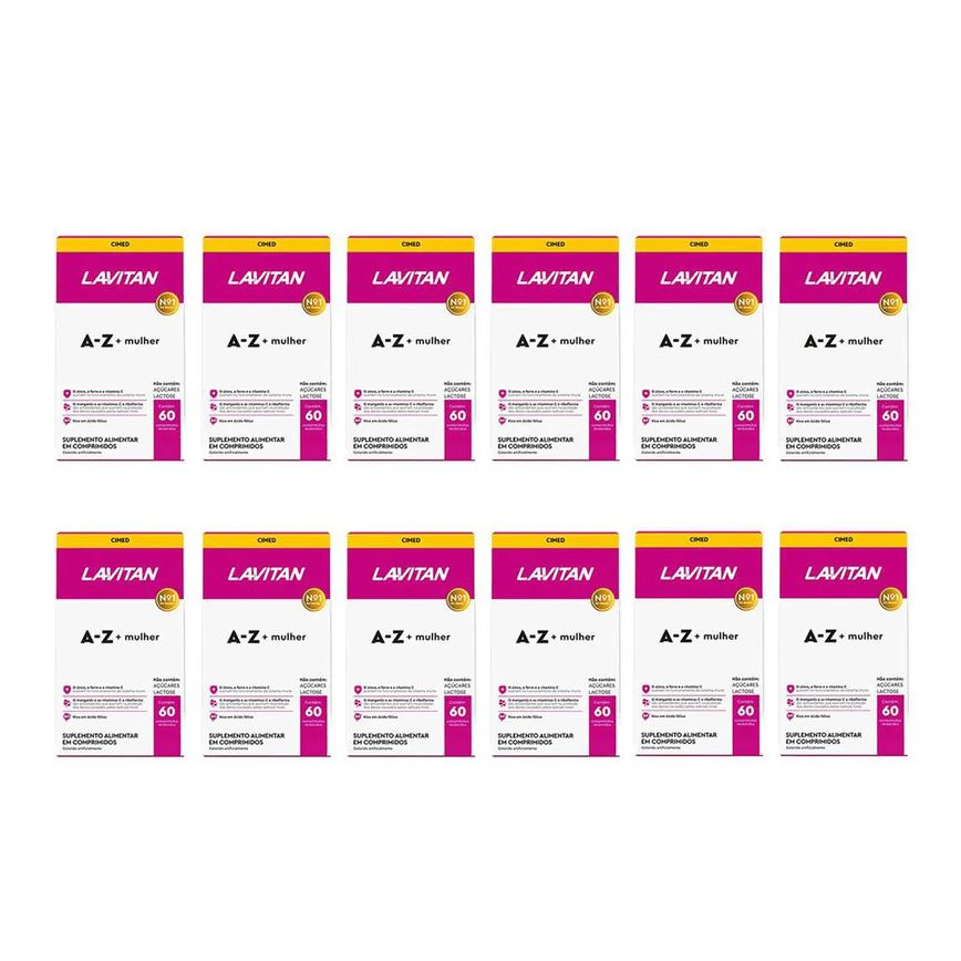 Kit 12 Suplemento Lavitan A-Z Mulher Vitaminas Com 60 Cápsulas - Cimed