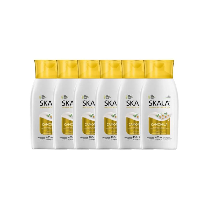 Kit 6 Loção Creme Hidratante Corporal Camomila Vegano Skala