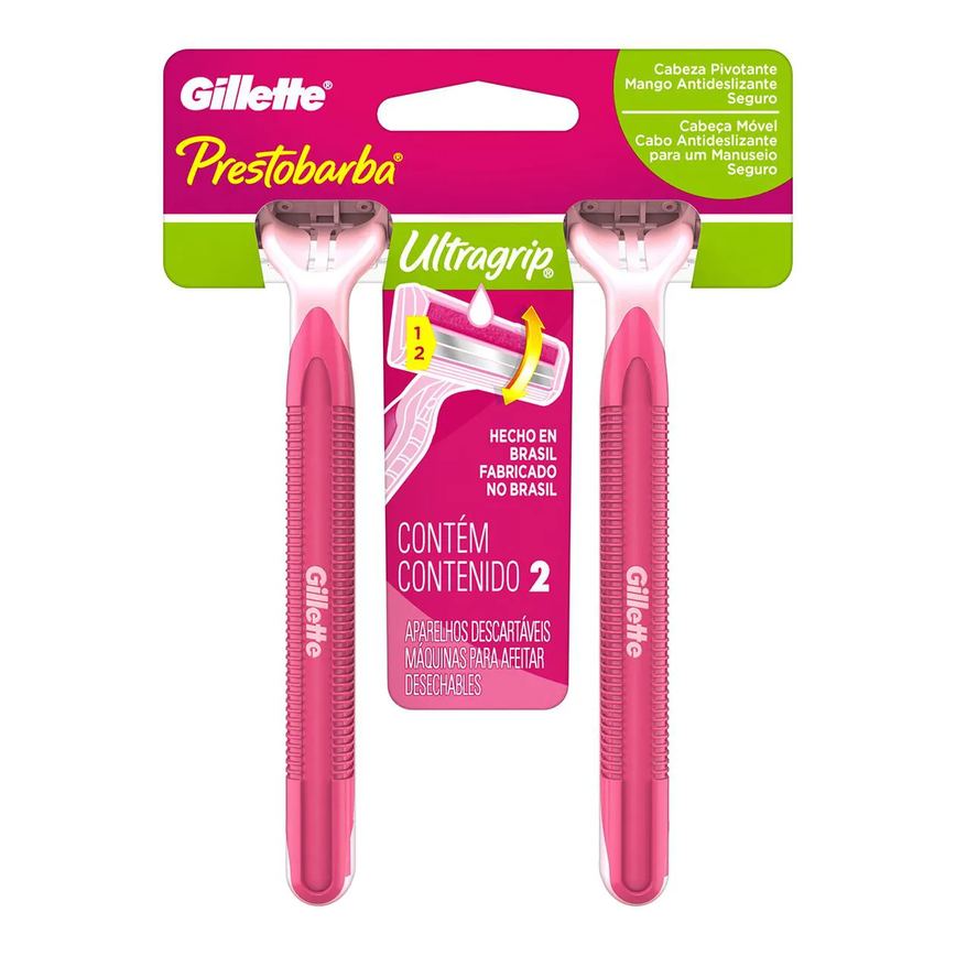 Aparelho de Depilar Feminino Gillette Prestobarba Ultragrip com 2 unidades