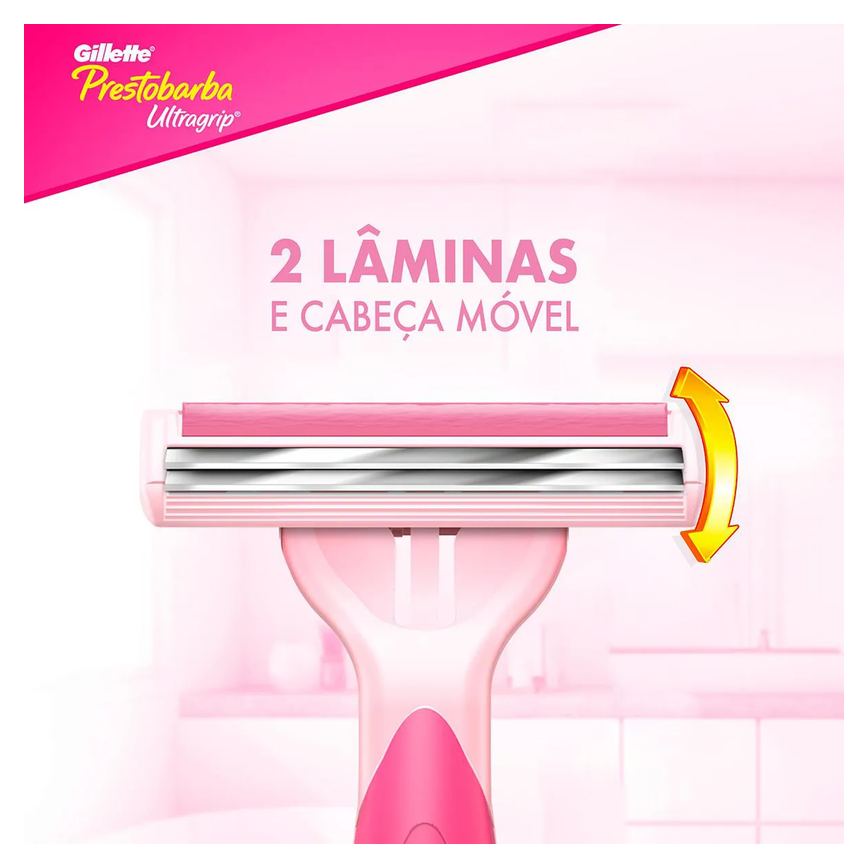 Aparelho de Depilar Feminino Gillette Prestobarba Ultragrip com 2 unidades