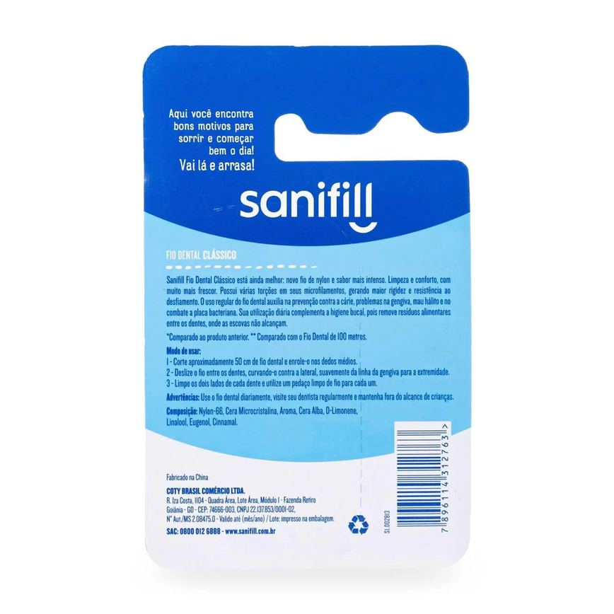 Fio Dental Sanifill Clássico com 125 metros
