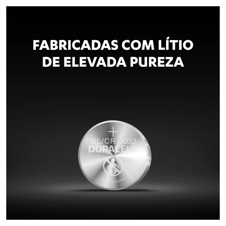Pilha de Lítio Duracell Tipo Moeda Bateria CR2032 2 unidades