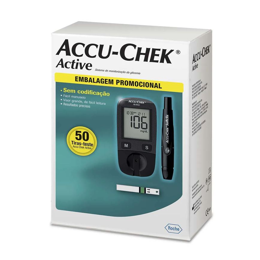 Medidor de Glicose Accu-Chek Active 50 tiras