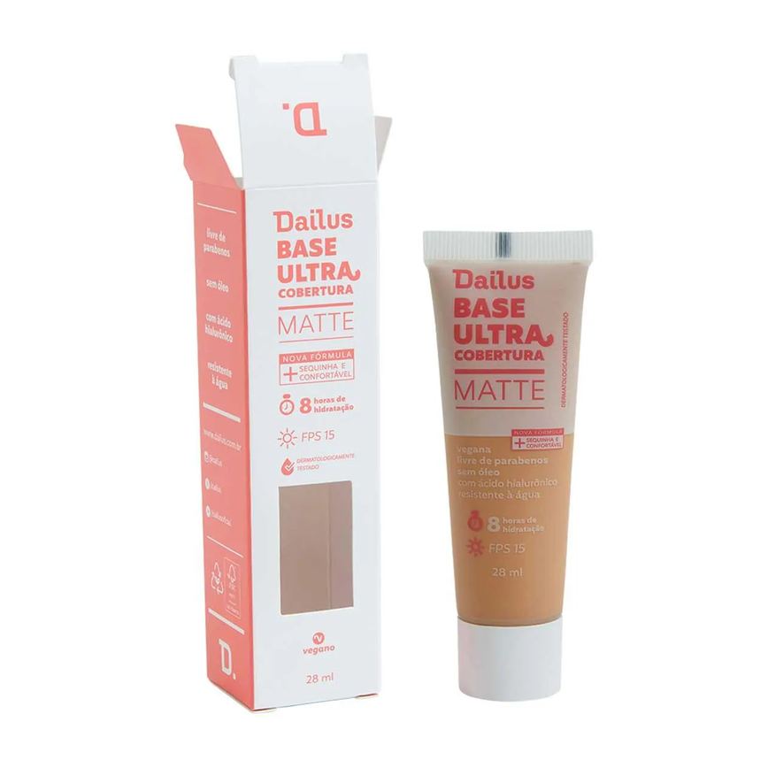 Base Líquida Dailus Ultra Cobertura Matte 28ml - D6 Médio