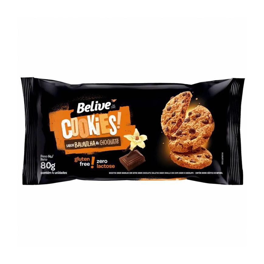 Cookies Belive Zero Lactose Baunilha e Chocolate 80g