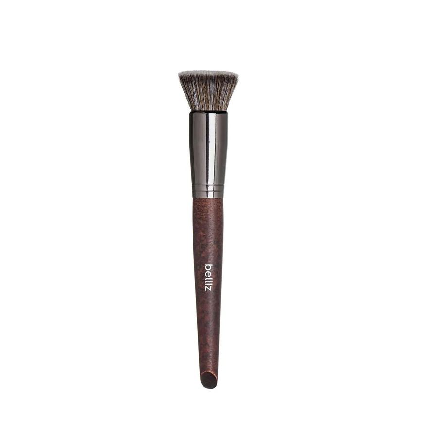 Pincel para Maquiagem Belliz Wood Kabuki Reto com 1 Unidade